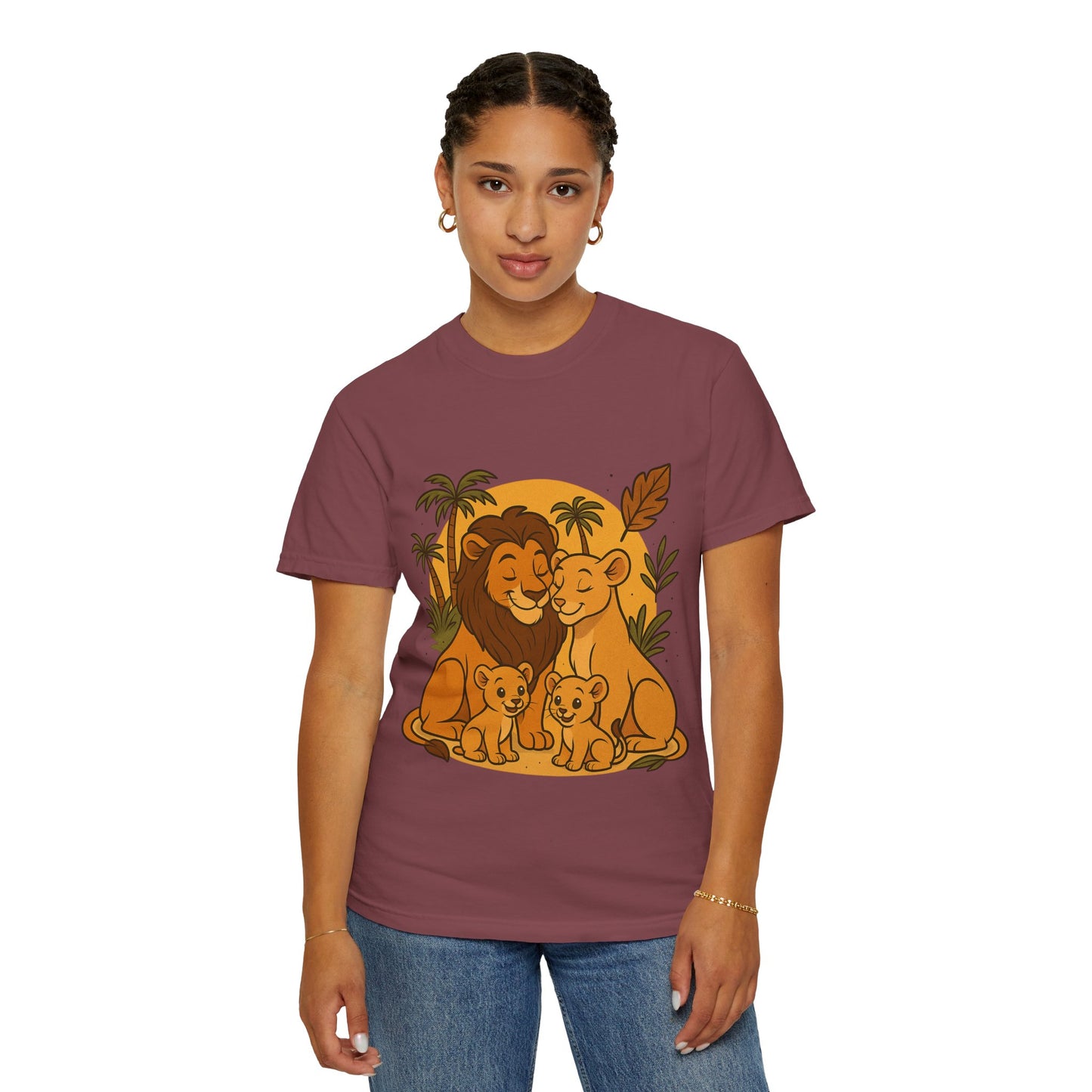 Lion Family T-Shirt – Mom, Dad & 2 Cub | Lion Pride Family Design | Mufasa| Cute Safari Jungle Tee